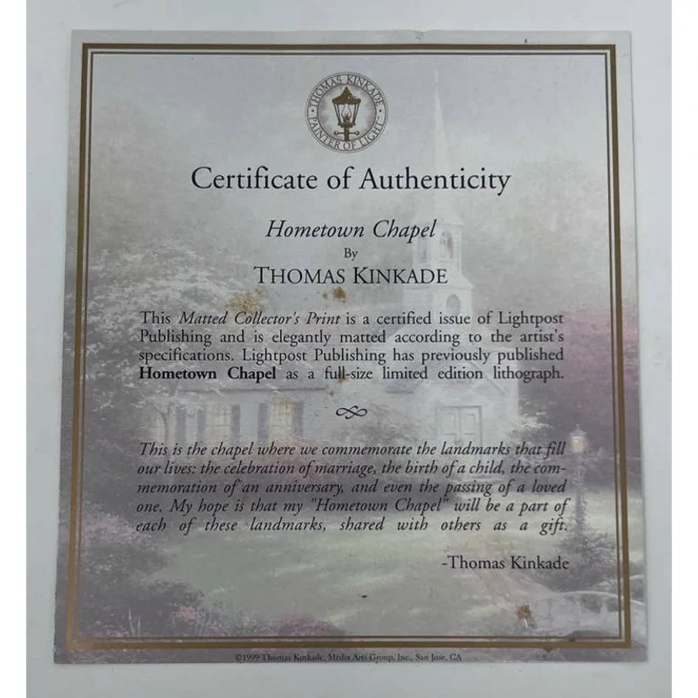 Thomas Kinkade Hometown Chapel Gold Framed Print 15